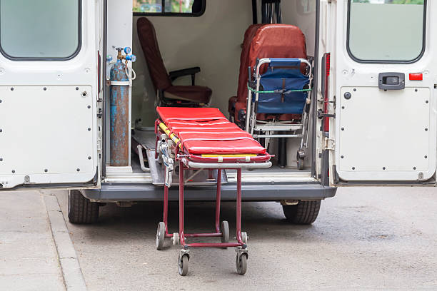 A van featuring a ramp, designed for medical transportation services.